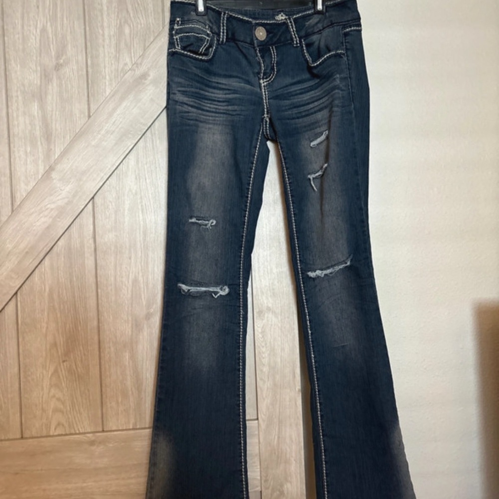 Boot cut ripped jeans with stitch detail by Almost Famous  size 5